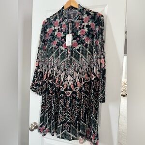 Johnny Was Multicolor Floral Long Sleeve Dress